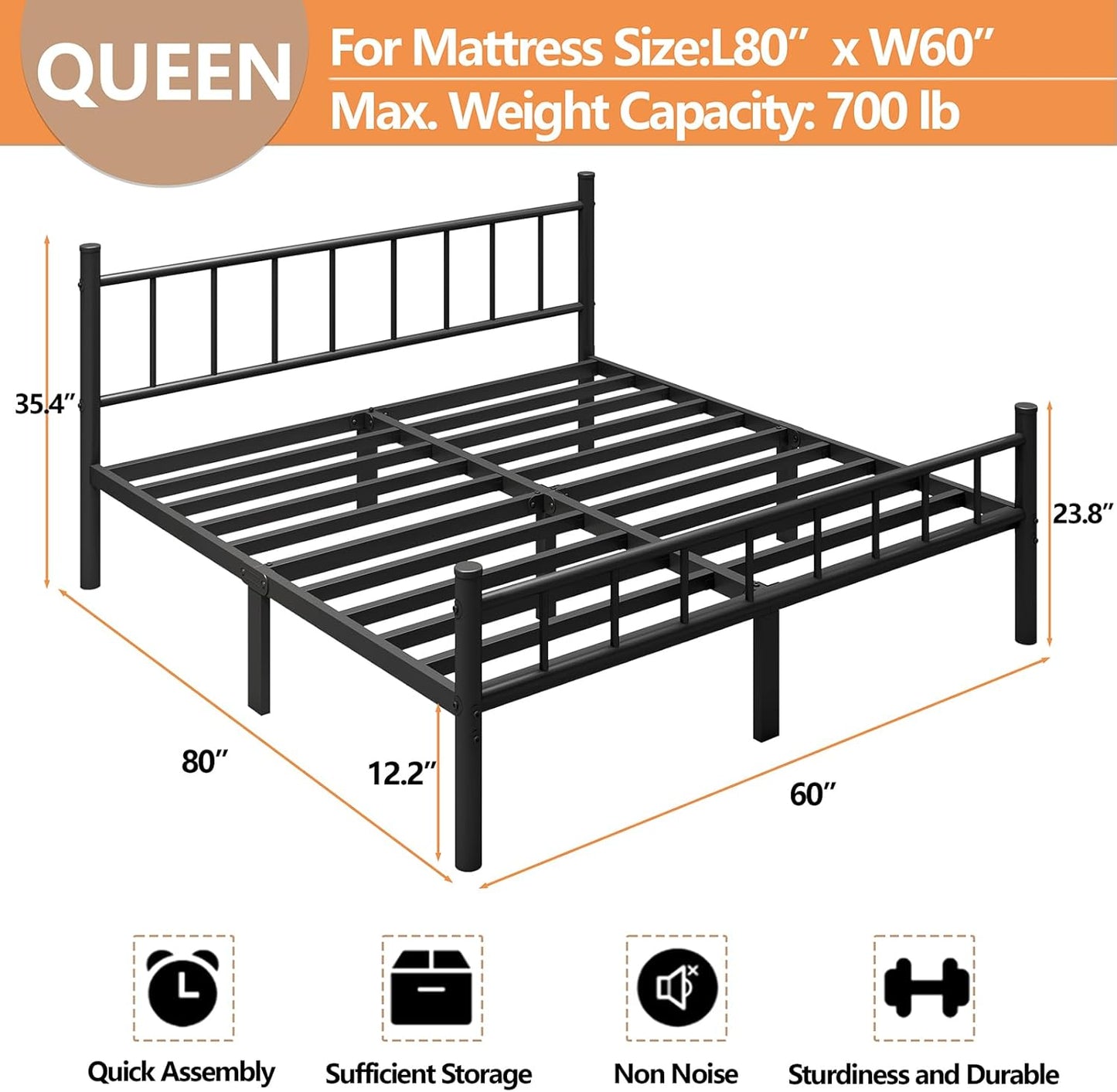 Modern Platform Bed Frame with Headboard & Footboard 🛏️✨ – Stylish, Sturdy, & Comfortable